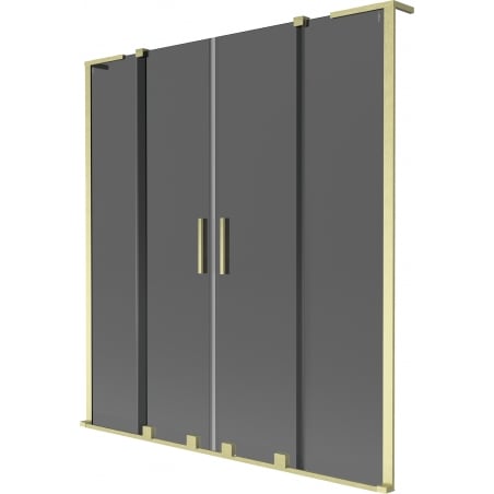 Mexen Velar L Duo parawan nawannowy 2-skrzydłowy rozsuwany 140 x 150 cm, grafit, złoty szczotkowany - 896-140-003-42-55