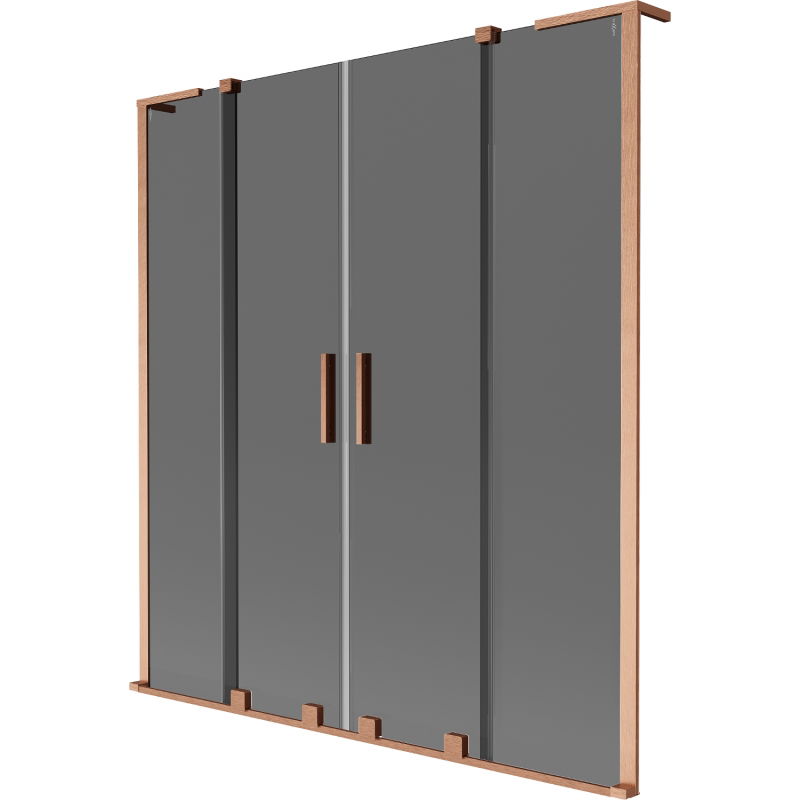 Mexen Velar L Duo Badewannenfaltwand, 2-teilig, verschiebbar, 140 x 150 cm, graphit, gebürstetes Kupfer - 896-140-003-42-65