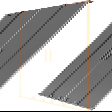 Mexen Velar L Duo Badewannenfaltwand, 2-teilig, verschiebbar, 140 x 150 cm, graphit, gebürstetes Kupfer - 896-140-003-42-65