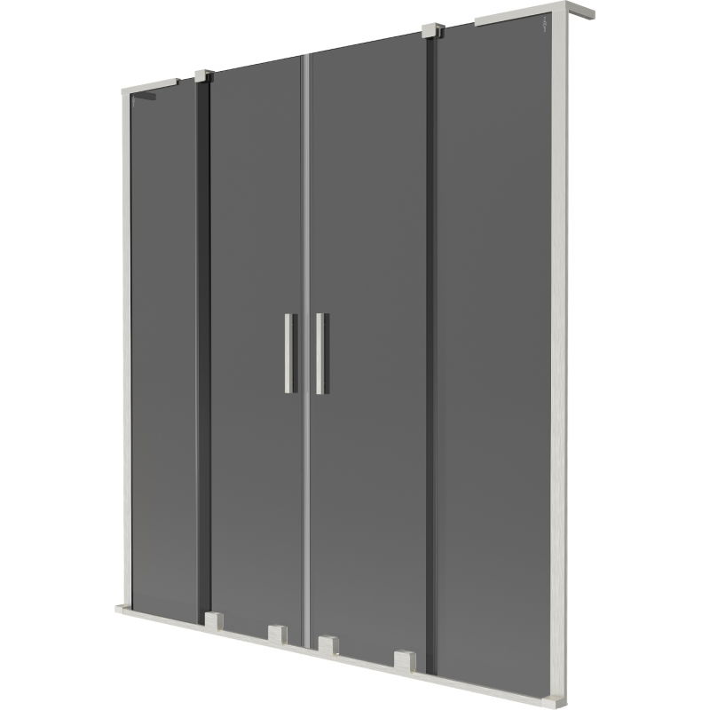 Mexen Velar L Duo Badewannenfaltwand 2-flügelig verschiebbar 140 x 150 cm, Graphit, gebürsteter Nickel - 896-140-003-42-97