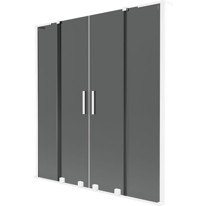 Mexen Velar L Duo Badewannenwand 2-flügelig verschiebbar 160 x 150 cm, graphit, weiß - 896-160-003-42-20