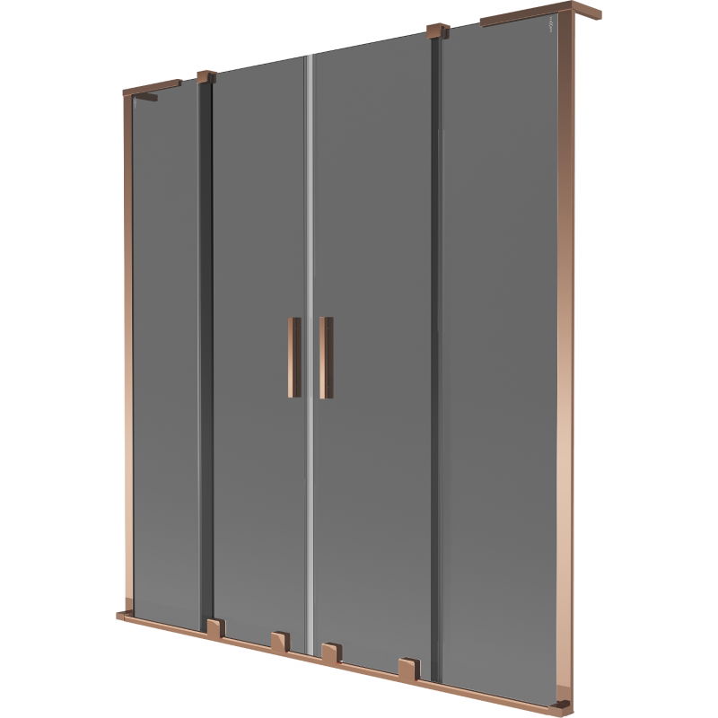 Mexen Velar L Duo Badewannenwand 2-flügelig verschiebbar 160 x 150 cm, Graphit, Roségold - 896-160-003-42-60