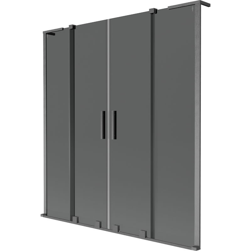 Mexen Velar L Duo Badewannenabtrennung 2-flügelig verschiebbar 160 x 150 cm, grafit, gebürstet gun gray - 896-160-003-42-66