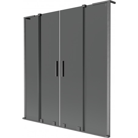 Mexen Velar L Duo pare-douche de baignoire à 2 panneaux coulissants 160 x 150 cm, graphite, gris arme brossé