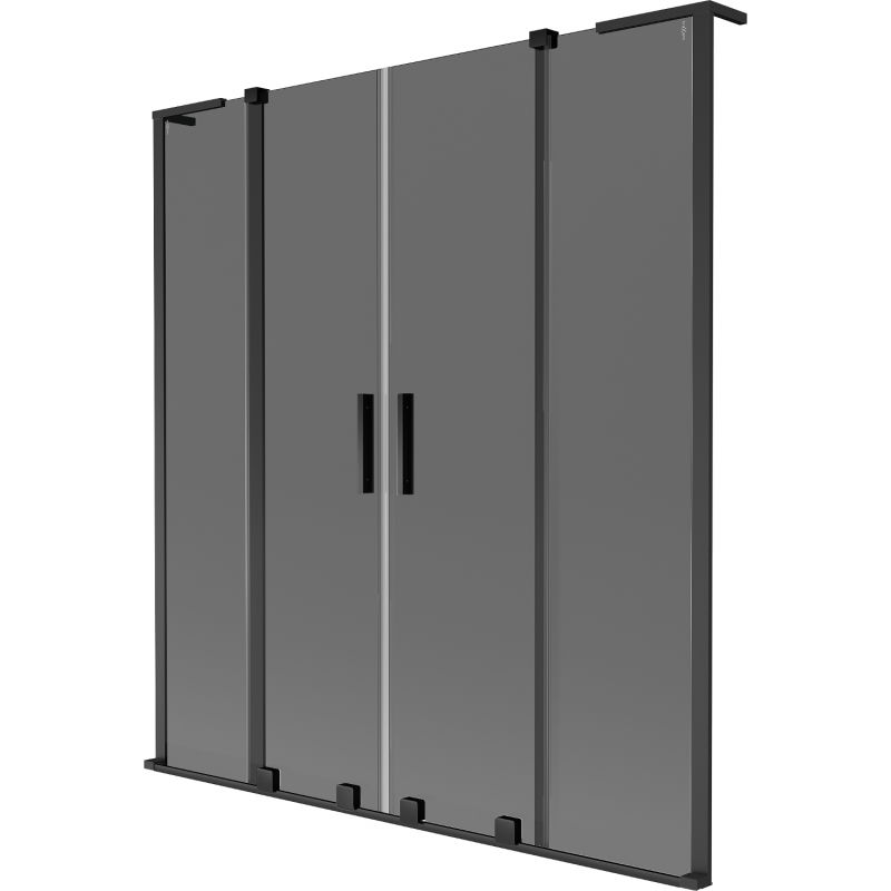 Mexen Velar L Duo Badewannenfaltwand, 2-flügelig, verschiebbar, 160 x 150 cm, Graphit, Schwarz - 896-160-003-42-70