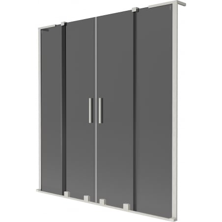 Mexen Velar L Duo Badewannen-Faltwand 2-flügelig, verschiebbar 160 x 150 cm, Graphit, gebürsteter Nickel - 896-160-003-42-97