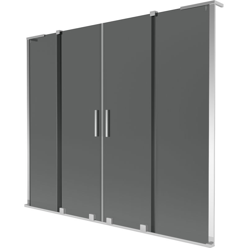 Mexen Velar L Duo Badewannenabtrennung 2-teilig verschiebbar 170 x 150 cm, Graphit, Chrom - 896-170-003-42-01