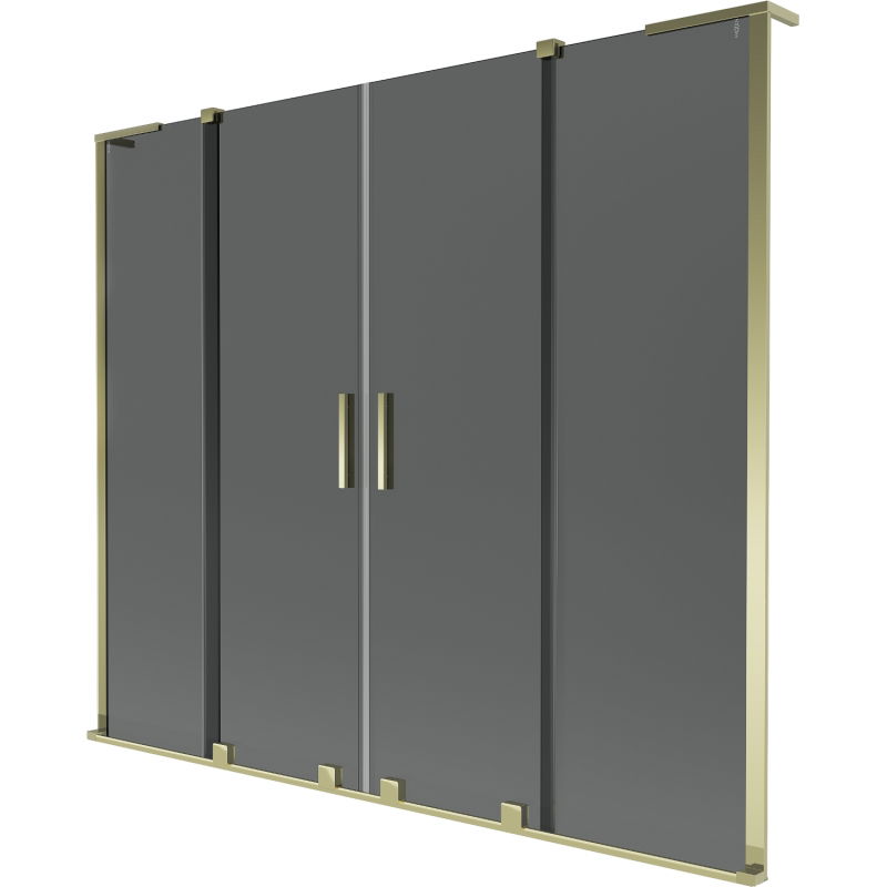 Mexen Velar L Duo Badewannenfaltschirm, 2-flügelig, verschiebbar, 170 x 150 cm, graphit, gold - 896-170-003-42-50