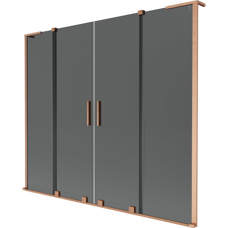 Mexen Velar L Duo Badewannenwand 2-flügelig, verschiebbar 170 x 150 cm, Graphit, gebürstetes Kupfer - 896-170-003-42-65