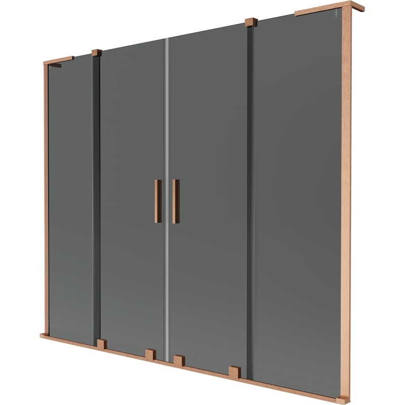 Mexen Velar L Duo painel de duche de 2 folhas deslizante 170 x 150 cm, grafite, cobre escovado - 896-170-003-42-65