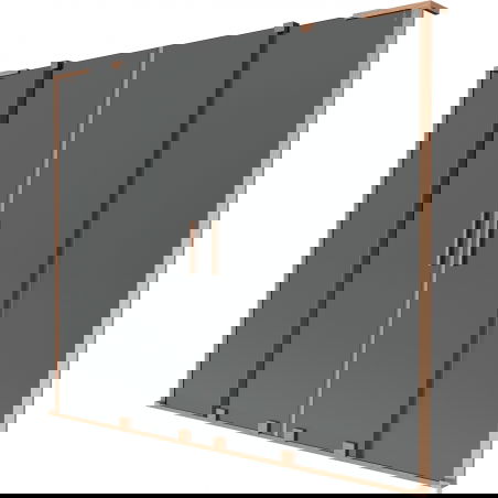 Mexen Velar L Duo badwand scherm 2-delig schuifbaar 170 x 150 cm, grafiet, geborsteld koper - 896-170-003-42-65
