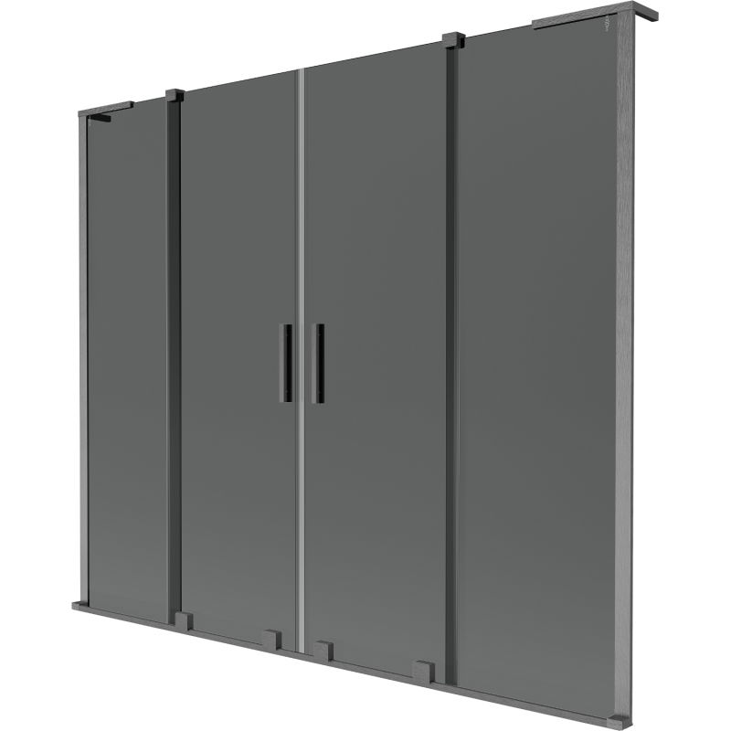 Mexen Velar L Duo Badewannen-Schirm 2-flügelig verschiebbar 170 x 150 cm, Graphit, gebürstetes Gun Gray - 896-170-003-42-66