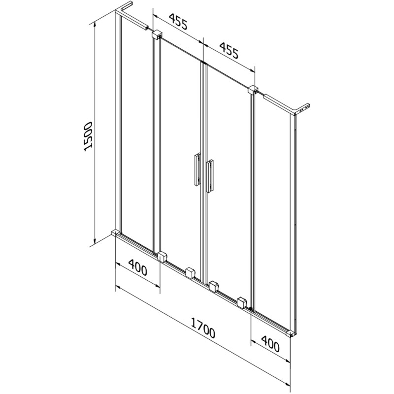 Mexen Velar L Kaheosaline vanniekraan, 2-tiivaline libistatav 170 x 150 cm, grafiit, pintseldatud püssihall - 896-170-003-42-66