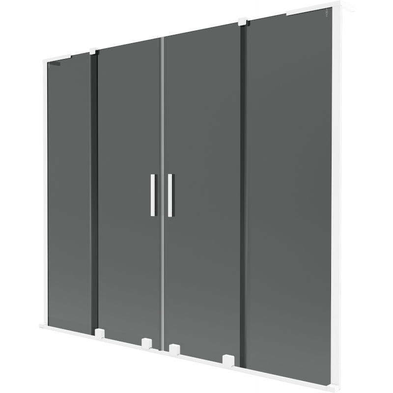 Mexen Velar L Duo paravento da vasca a 2 ante scorrevoli 200 x 150 cm, grafite, bianco - 896-200-003-42-20