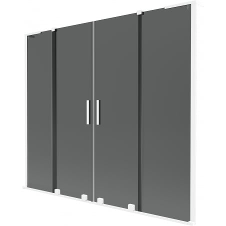 Mexen Velar L Duo Badewannenabtrennung 2-flügelig verschiebbar 200 x 150 cm, Graphit, Weiß - 896-200-003-42-20