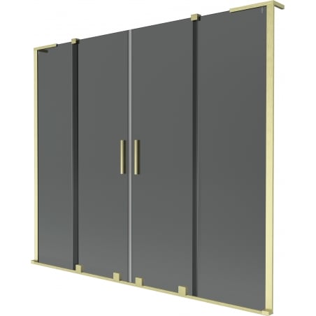 Mexen Velar L Duo 2-wing sliding bath screen 200 x 150 cm, graphite, brushed gold - 896-200-003-42-55