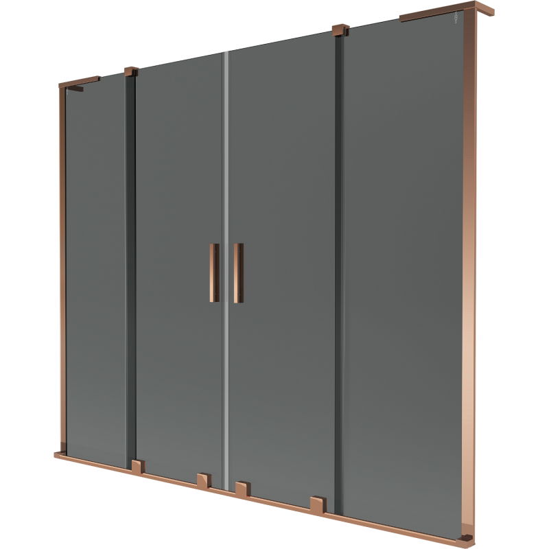 Mexen Velar L Duo badwand paravent 2-delige uitschuifbaar 200 x 150 cm, grafiet, roze goud - 896-200-003-42-60