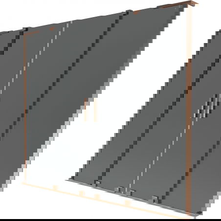 Mexen Velar L Duo vannas aizslietnis, 2-daļu bīdāms 200 x 150 cm, grafīts, rozā zelts - 896-200-003-42-60