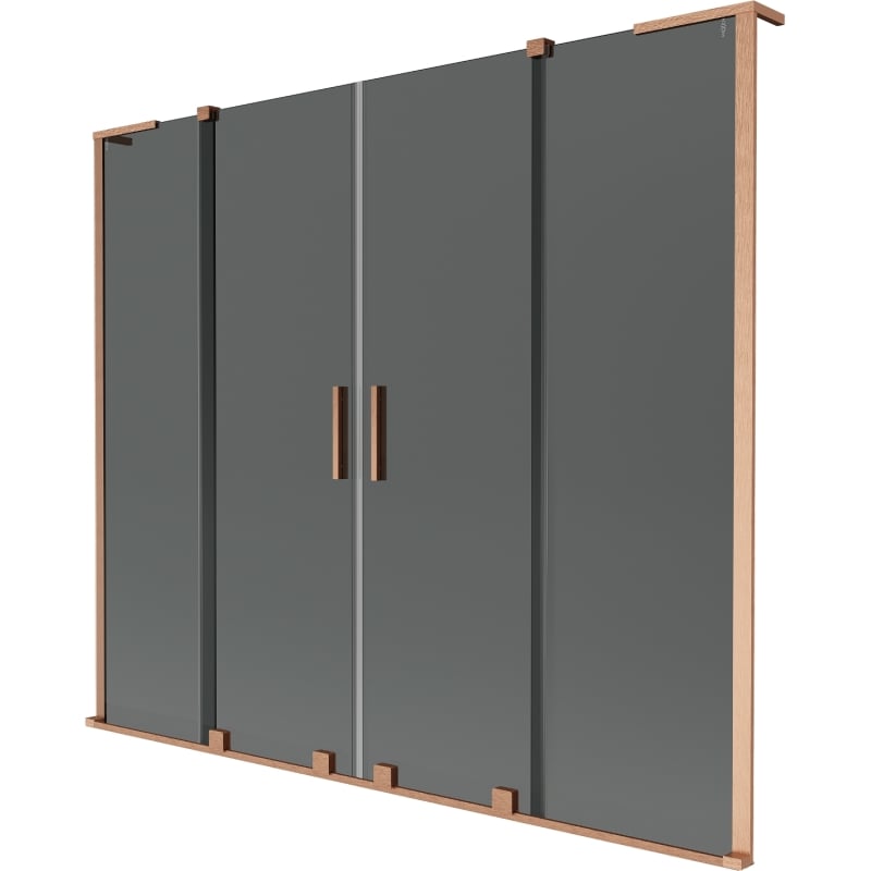 Mexen Velar L Duo vannitoa ekraan 2-lehega lükanduks 200 x 150 cm, grafiit, harjatud vask - 896-200-003-42-65