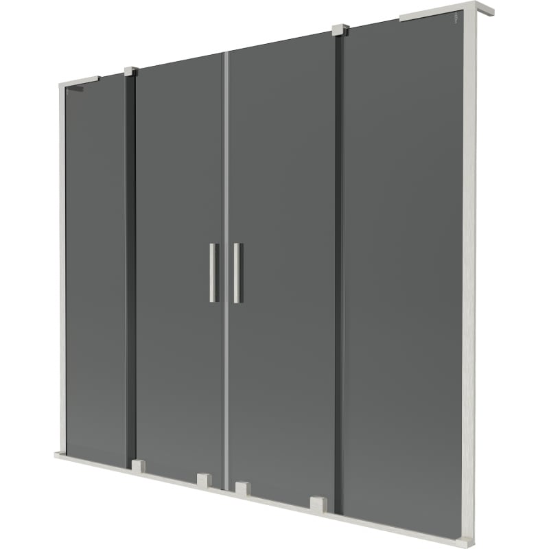 Mexen Velar L Duo Badewannenfaltwand 2-flügelig, verschiebbar, 200 x 150 cm, Graphit, gebürsteter Nickel - 896-200-003-42-97