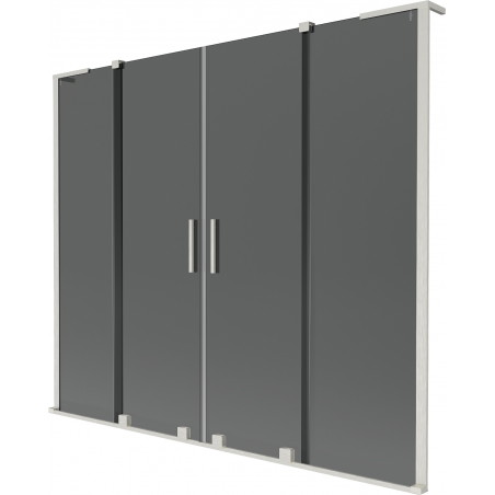 Mexen Velar L Duo Badewannenfaltwand 2-flügelig, verschiebbar 200 x 150 cm, Graphit, gebürstetes Nickel - 896-200-003-42-97