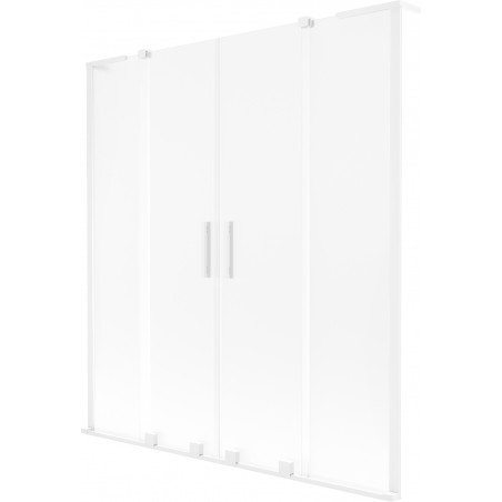 Mexen Velar L Duo paravan za kadu s dvostrukim kliznim vratima, 140 x 150 cm, mat, bijeli - 896-140-003-32-20