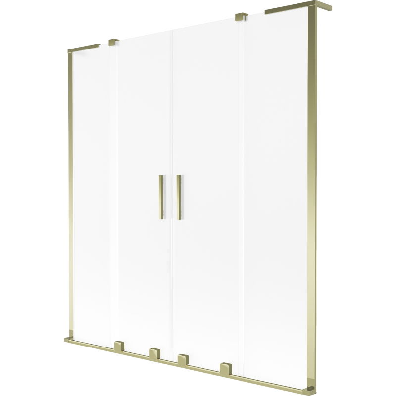 Mexen Velar L Duo Badewannenspritzschutz 2-flügelig verschiebbar 140 x 150 cm, matt, gebürstetes Gold - 896-140-003-32-55