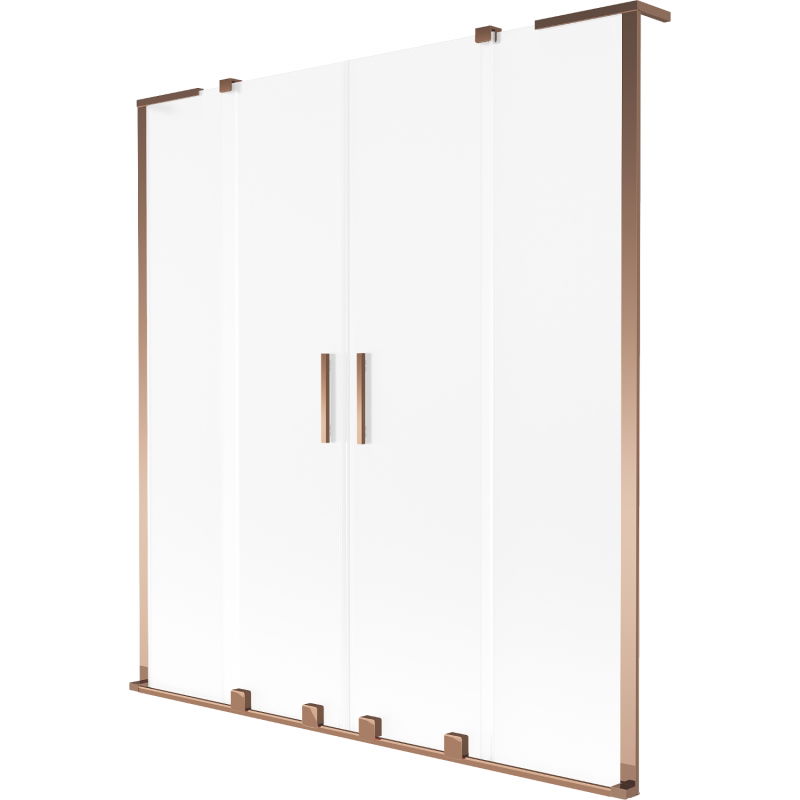 Mexen Velar L Duo Wannenabtrennung 2-flügelig verschiebbar 140 x 150 cm, matt, Roségold - 896-140-003-32-60