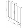 Mexen Velar L Duo vannitoa kaheosaline lükandklaas 160 x 150 cm, härmas, kroom - 896-160-003-32-01
