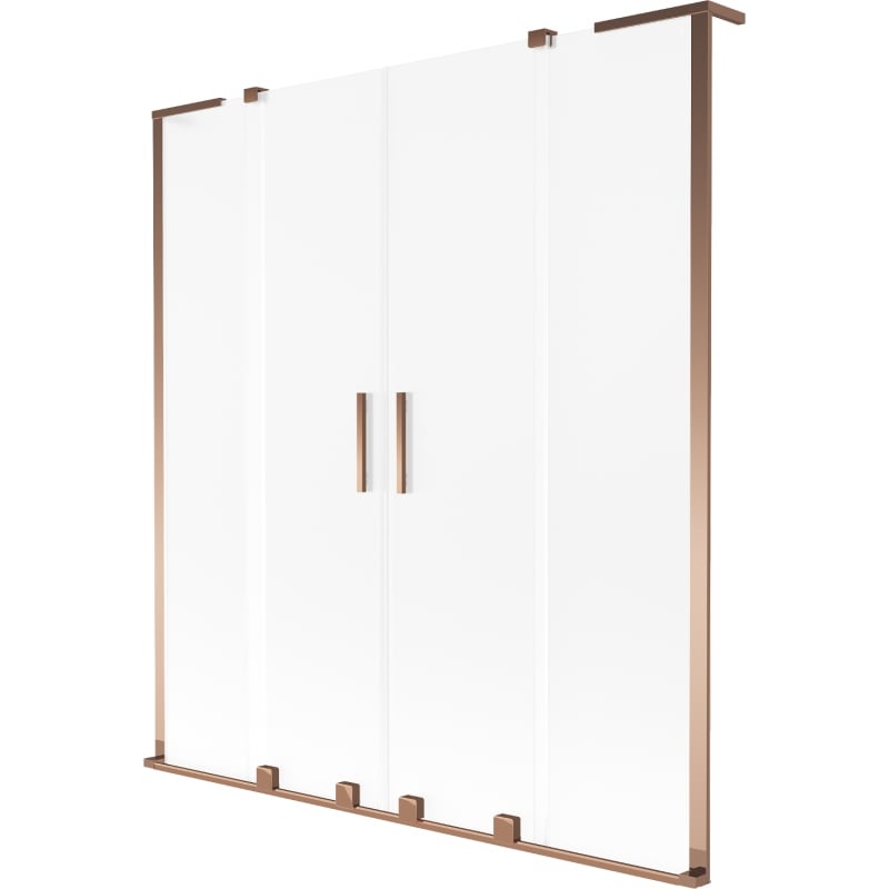 Mexen Velar L Duo paravento vasca da bagno scorrevole a 2 ante 160 x 150 cm, smerigliato, oro rosa - 896-160-003-32-60