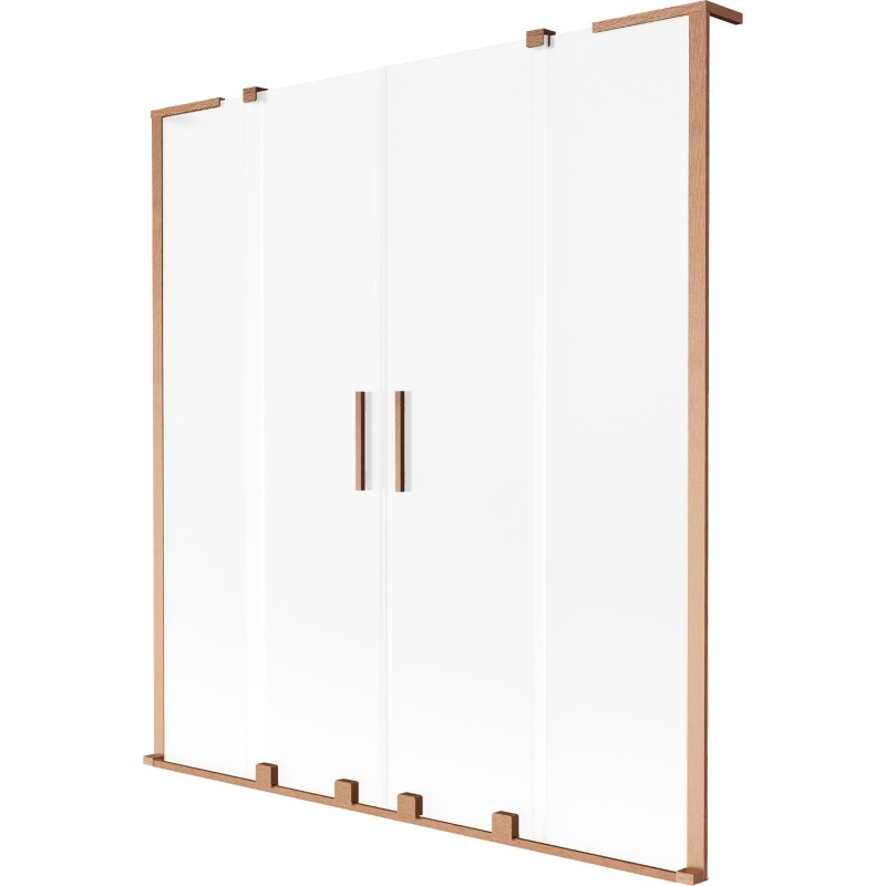 Mexen Velar L Duo badwand 2-vleugelige schuifdeur 160 x 150 cm, ijs, geborsteld koper - 896-160-003-32-65