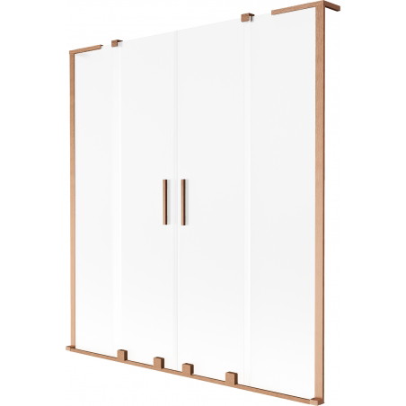 Mexen Velar L Duo paroi de baignoire à 2 panneaux coulissants 160 x 150 cm, givré, cuivre brossé - 896-160-003-32-65