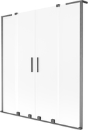 Mexen Velar L Duo badwand scherm 2-vleugelig schuifbaar 160 x 150 cm, frosted, gun gray geborsteld - 896-160-003-32-66
