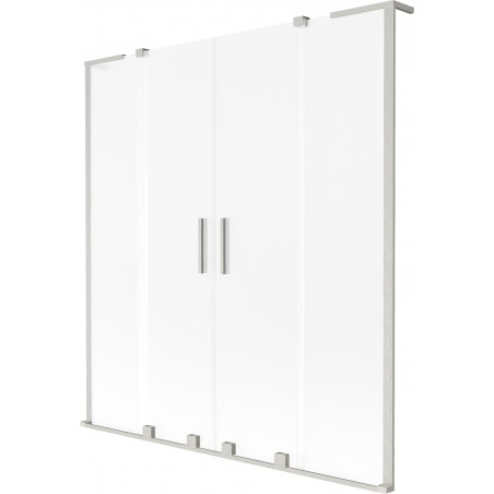 Mexen Velar L Duo kahe tiivaga liuglev vannivõre 160 x 150 cm, härmatis, harjatud nikkel - 896-160-003-32-97