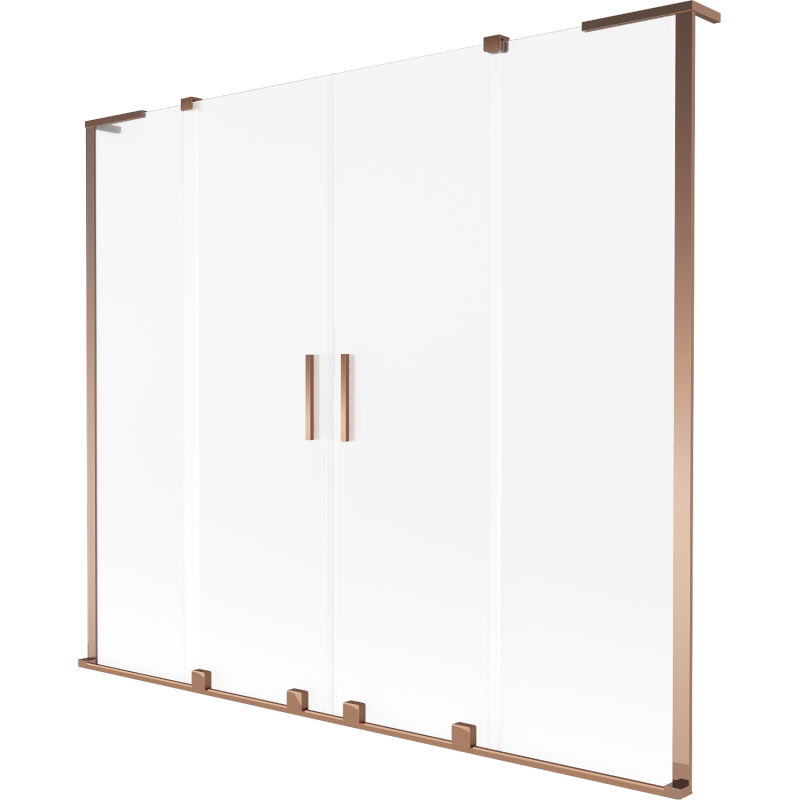 Mexen Velar L Duo badwand 2-delig schuifbaar 170 x 150 cm, matglas, roze goud - 896-170-003-32-60
