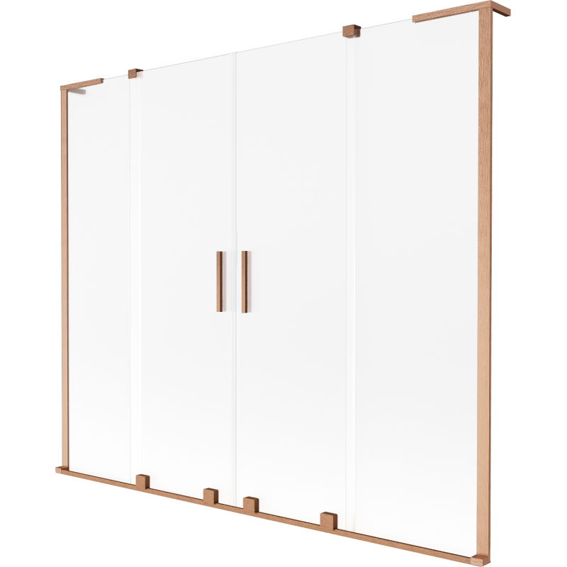 Mexen Velar L Duo Badewannenfaltwand 2-flügelig verschiebbar 170 x 150 cm, matt, gebürstetes Kupfer - 896-170-003-32-65