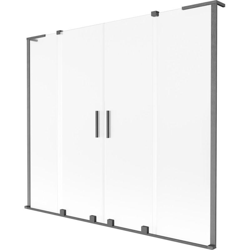 Mexen Velar L Duo-Badewannenfaltwand, 2-flügelig, Schiebesystem, 170 x 150 cm, matt, gun graues Bürstenfinish