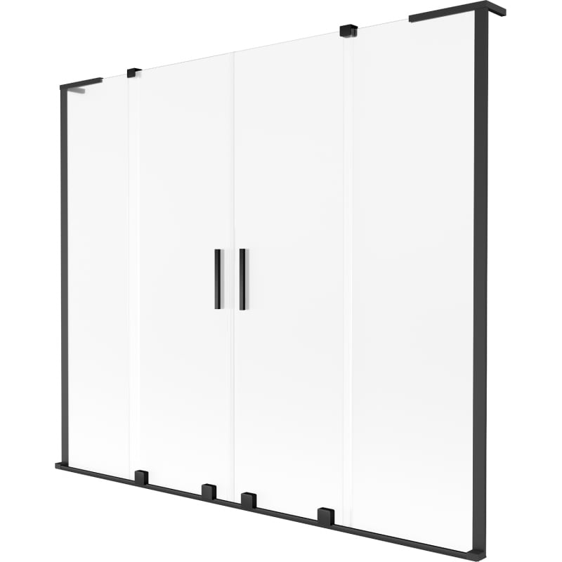 Mexen Velar L Duo paravento de banheira de duche de 2 painéis deslizantes 170 x 150 cm, fosco, preto - 896-170-003-32-70