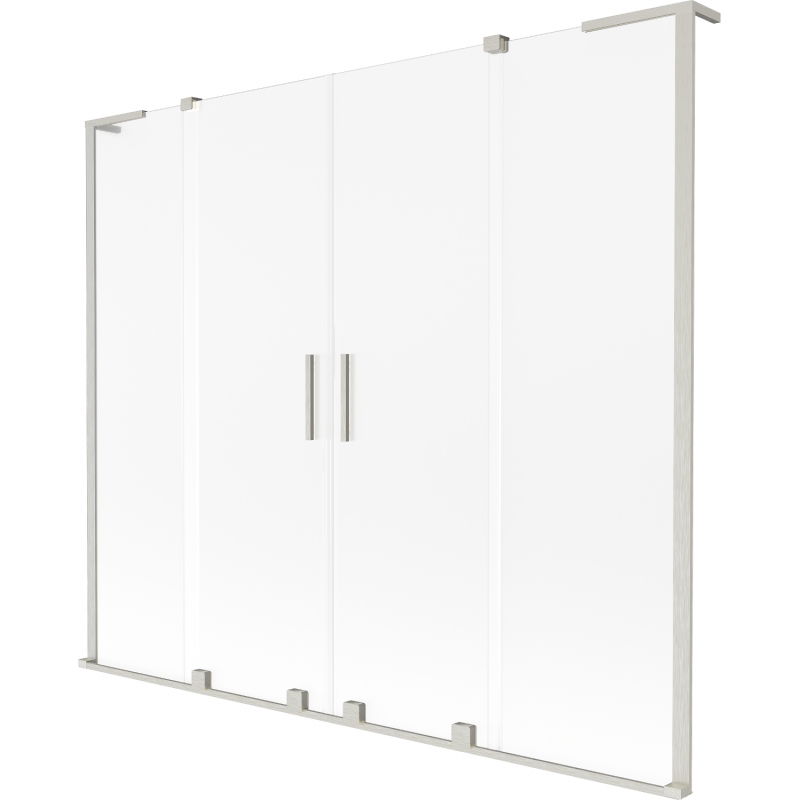 Mexen Velar L Duo badwand scherm 2-delig schuifbaar 170 x 150 cm, ijs, geborsteld nikkel - 896-170-003-32-97