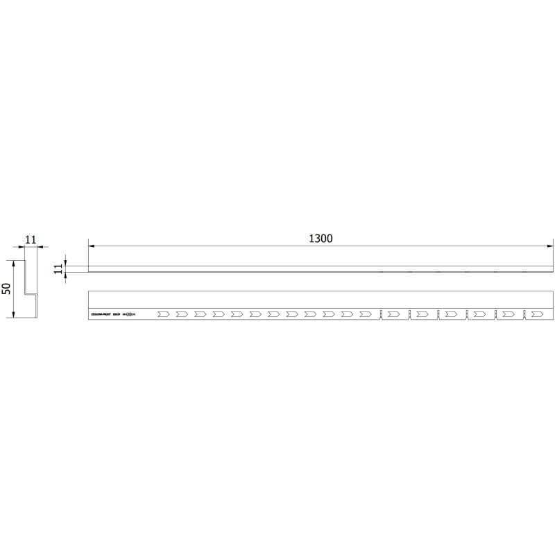 Mexen Line-B μπροστινή λίστα ντους 130 cm, μαύρη - 187003130U