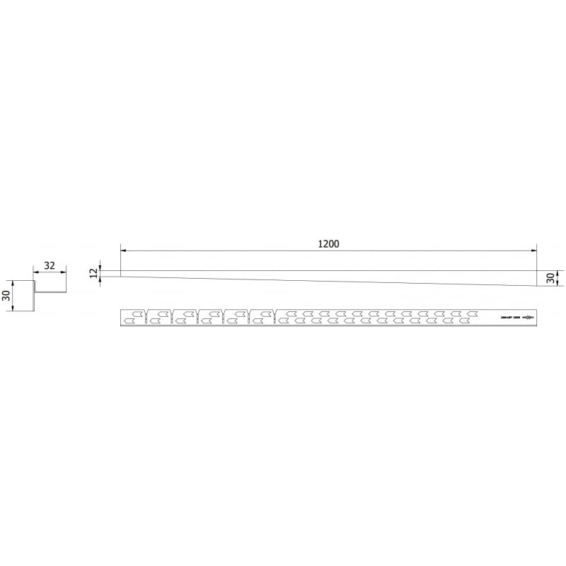 Mexen Line-B listón de pendiente para suelo 120 cm izquierdo, negro - 187001120L