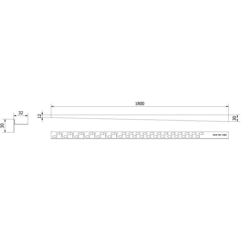 Mexen Line-B ράγα πατώματος 180 εκ. αριστερή, χρυσή - 185001180L