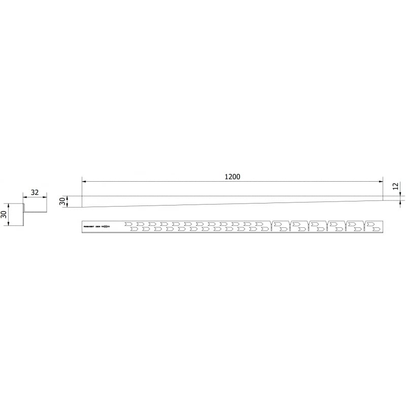 Mexen Line-B nedåtgående golvlist 120 cm höger, inox - 181001120R