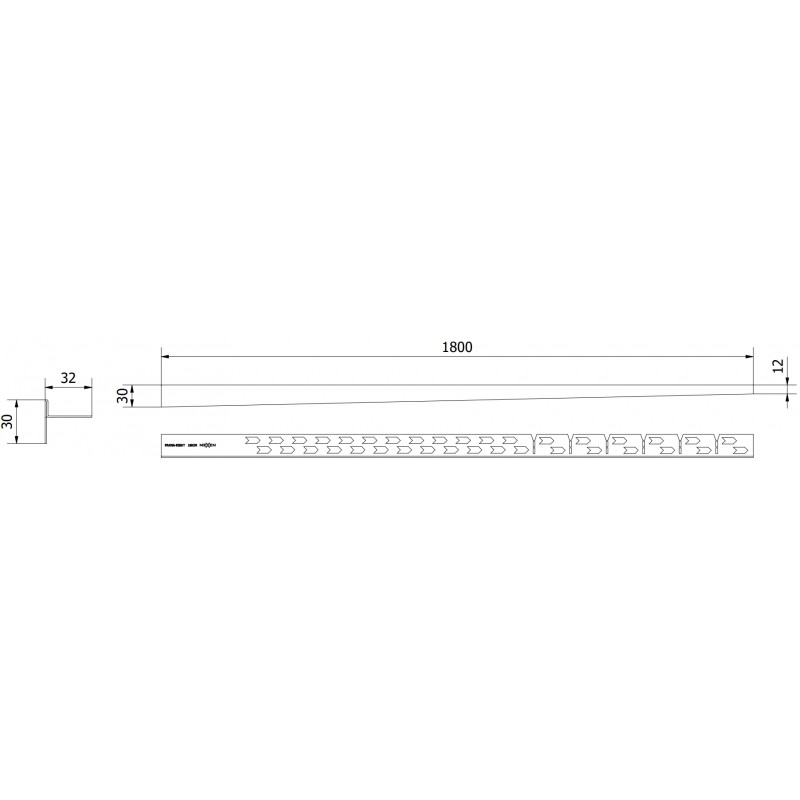Mexen Line-B listwa spadkowa podłogowa 180 cm prawa, inox - 181001180R