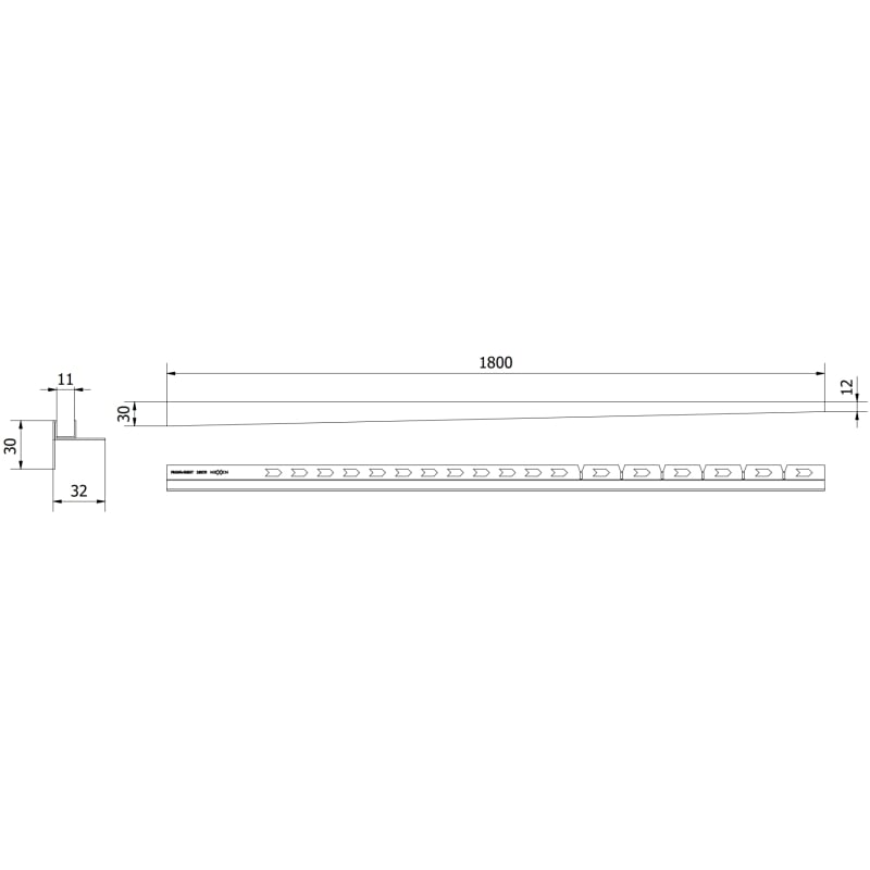 Mexen Line-B perfil inclinável para vidro 180 cm direito, dourado - 185004180R
