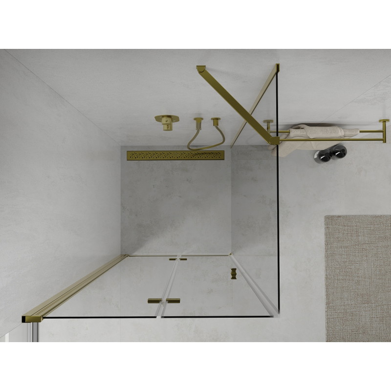 Mexen Lima kokkupandav dušinurk 90 x 90 cm, läbipaistev, kuldne - 856-090-090-50-00