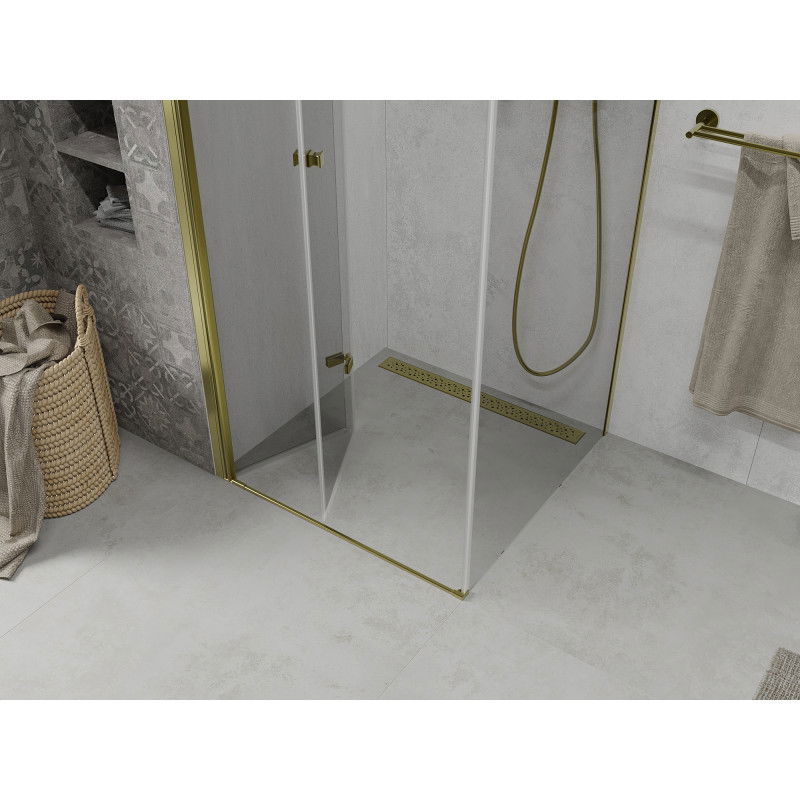 Mexen Lima 90 x 90 cm Folding Shower Enclosure, Transparent, Gold - 856-090-090-50-00