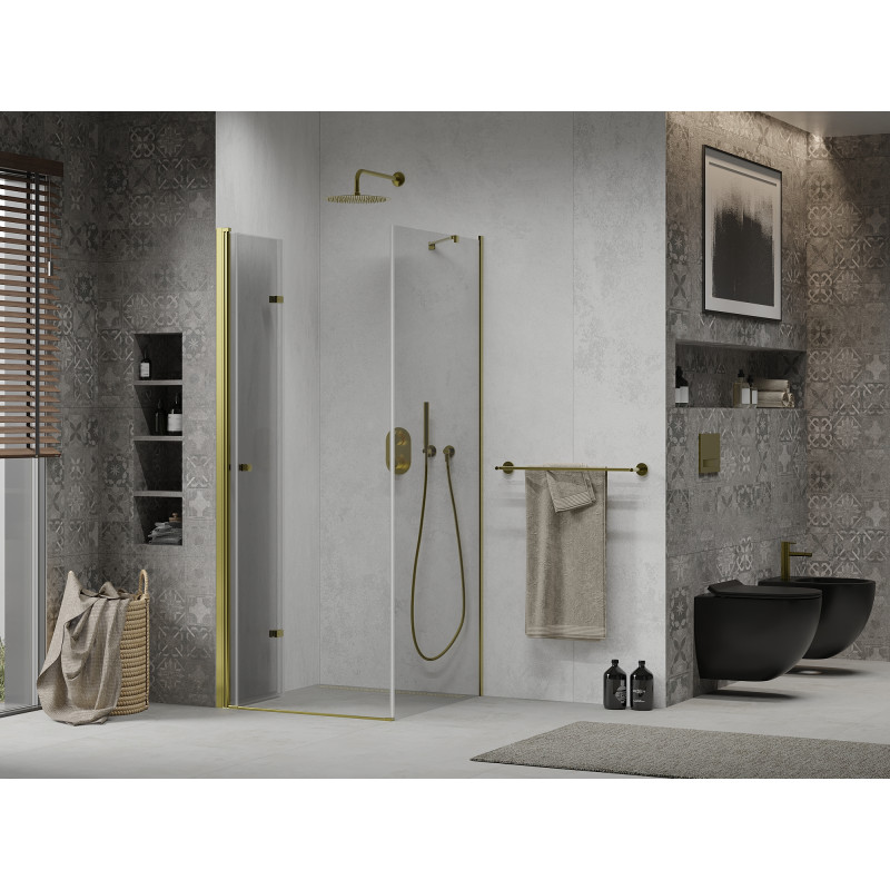 Mexen Lima opvouwbare douchecabine 90 x 90 cm, transparant, goud - 856-090-090-50-00