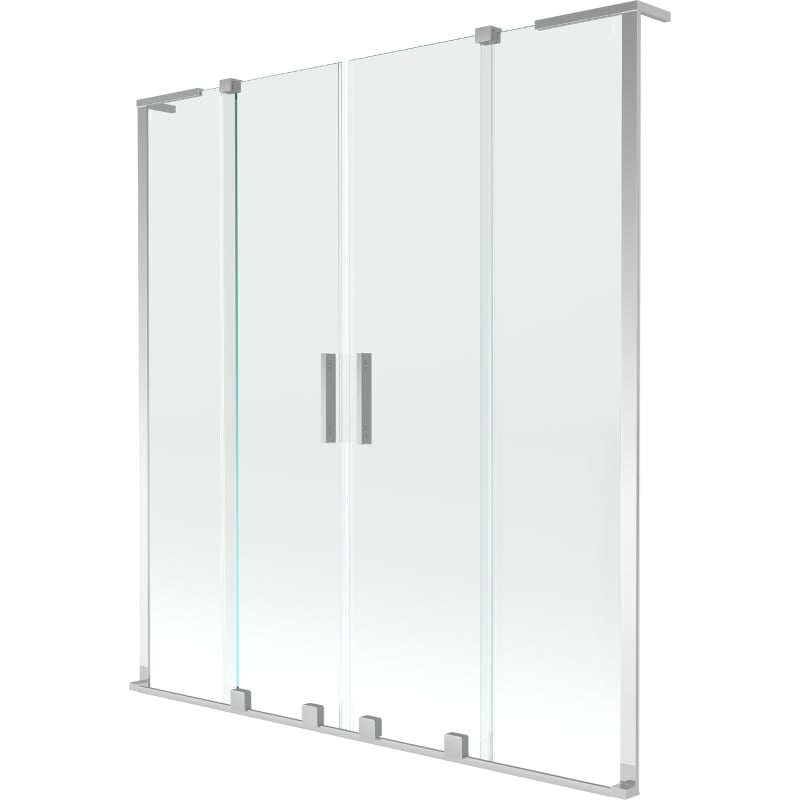 Mexen Velar L Kaheosaline duši vahesein, 2 tiivaga, laiendatav 140 x 150 cm, läbipaistev, kroom - 896-140-003-02-01
