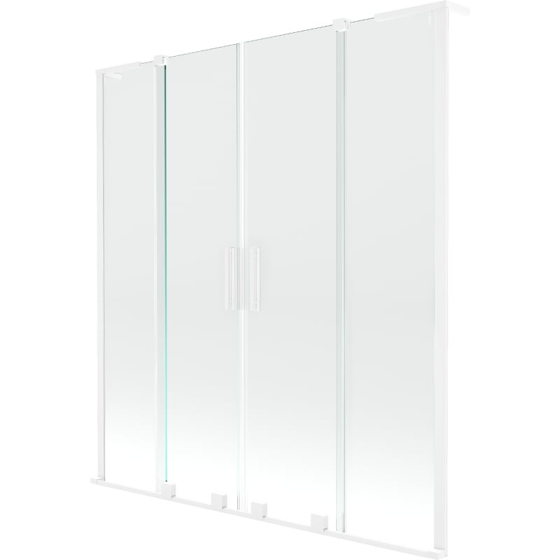 Mexen Velar L Duo par de divisórias de banheira de 2 painéis deslizantes 140 x 150 cm, transparente, branco